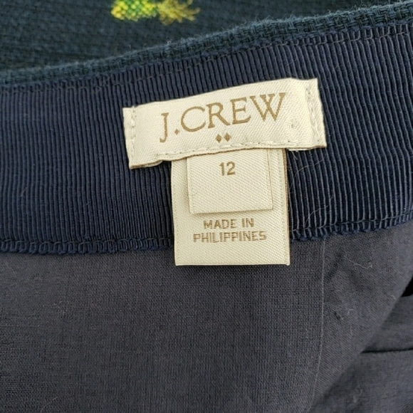 J. Crew Factory Navy Blue Pineapple Printed Cotton Skirt - Picture 7 of 9